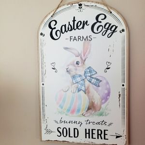3/$15 Sale New Easter Egg Farms Spring Bunny hanging sign